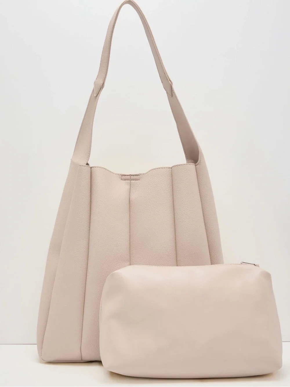 Pleated Taupe Hobo Bag — Sleek Everyday Shoulder Tote